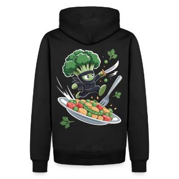 Brocoli Ninja en action - Sweat à capuche Premium bio Homme - noir - Dos - Nico (187cm)