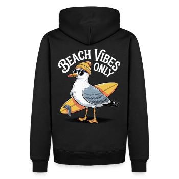 Ambiance de la plage Mouette - Sweat à capuche Premium bio Homme - noir - Dos - Nico (187cm)