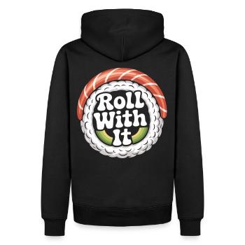 Roll With It Sushi - Männer Premium Bio Hoodie - Schwarz - Hinten - Nico (187cm)