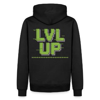 Chemise gamer LVL UP – Pixel Look - Sweat à capuche Premium bio Homme - noir - Dos - Nico (187cm)