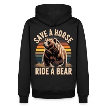 Chemise d’ours rétro avec drôle de dicton de cow-boy - Sweat à capuche Premium bio Homme - noir - Dos - Nico (187cm)