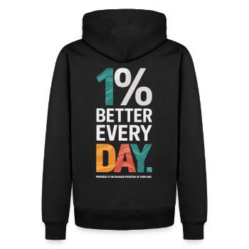 Amélioration quotidienne – Inspiration pour le succès - Sweat à capuche Premium bio Homme - noir - Dos - Nico (187cm)