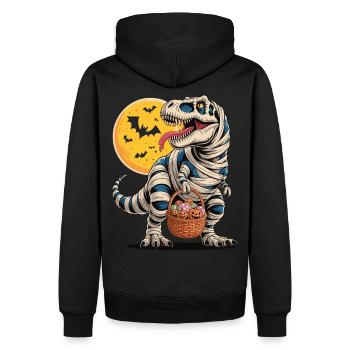 Halloween T-Rex Mummy with Candy - Men’s Premium Organic Hoodie - black - Back - Nico (187cm)