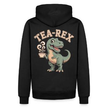 Tea-Rex – Le Dino de thé - Sweat à capuche Premium bio Homme - noir - Dos - Nico (187cm)