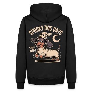 Spooky Dog Days – Lustiger Dackel zu Halloween - Männer Premium Bio Hoodie - Schwarz - Hinten - Nico (187cm)