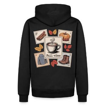 Herbstliebe Design mit Zimt, Kürbis & Kaffee - Männer Premium Bio Hoodie - Schwarz - Hinten - Nico (187cm)