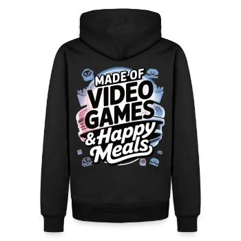 Gamer & Fast Food – Il n’y a pas mieux - Sweat à capuche Premium bio Homme - noir - Dos - Nico (187cm)