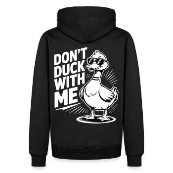 Freche Ente – Ne vous cachez pas avec moi - Sweat à capuche Premium bio Homme - noir - Dos - Nico (187cm)