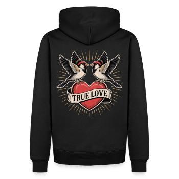 True Love Shirt für Verliebte - Männer Premium Bio Hoodie - Schwarz - Hinten - Nico (187cm)