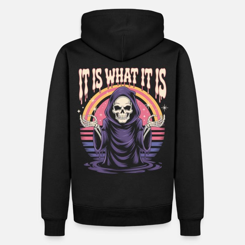 Sensenmann Retro Spruch Shirt - Männer Premium Bio Hoodie - Schwarz