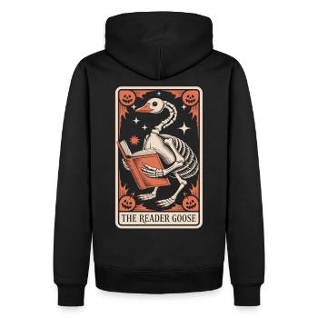 The Reader Goose T-Shirt - Männer Premium Bio Hoodie - Schwarz - Hinten - Nico (187cm)