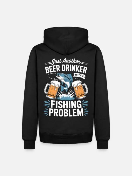 Pêche et dicton de bière - Sweat à capuche Premium bio Homme - noir