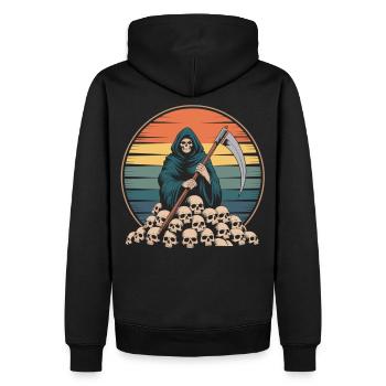 Grim Reaper Chemise d’Halloween rétro - Sweat à capuche Premium bio Homme - noir - Dos - Nico (187cm)