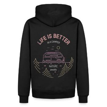 Camping Camping Caravanes Camping - Sweat à capuche Premium bio Homme - noir - Dos - Nico (187cm)