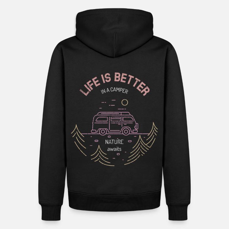 Camping Camping Caravanes Camping - Sweat à capuche Premium bio Homme - noir