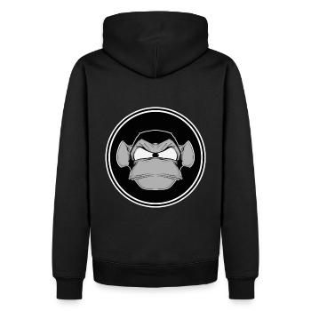 Schimpanse Affe lustig Comic Comicstyle Gaming - Männer Premium Bio Hoodie - Schwarz - Hinten - Nico (187cm)