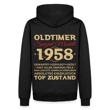 Oldtimer 1958 65. Geburtstag Geschenk Herren - Männer Premium Bio Hoodie - Schwarz - Hinten - Nico (187cm)