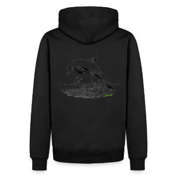 dauphins - Sweat à capuche Premium bio Homme - noir - Dos - Nico (187cm)