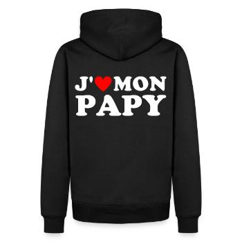 J' aime mon papy cadeau grand-père coeur rouge - Sweat à capuche Premium bio Homme - noir - Dos - Nico (187cm)