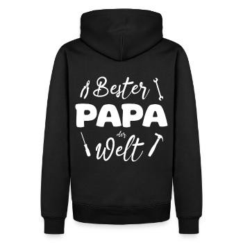 Bester Papa der Welt Werkzeug - Männer Premium Bio Hoodie - Schwarz - Hinten - Nico (187cm)