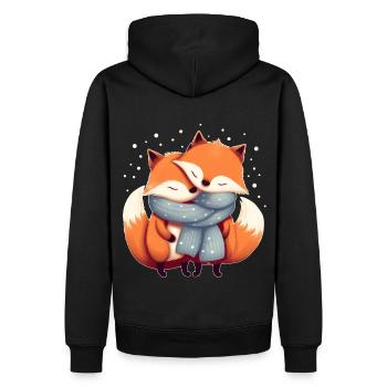 Couple de renards - Sweat à capuche Premium bio Homme - noir - Dos - Nico (187cm)