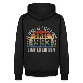 Limited Edition Since 1993 28e anniversaire cadeau - Sweat à capuche Premium bio Homme - noir - Dos - Nico (187cm)