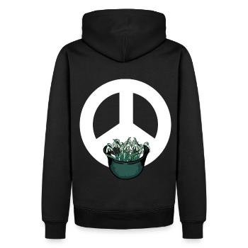 Soldat Soldaten Army Peace Symbol Schneeglöckchen - Männer Premium Bio Hoodie - Schwarz - Hinten - Nico (187cm)