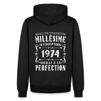 Anniversaire Millésime 1974 Cadeau Fête - Sweat à capuche Premium bio Homme - noir - Dos - Nico (187cm)
