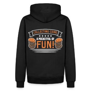 Coin Collector Numismatics Coin Collecting Coin Collection - Men’s Premium Organic Hoodie - black - Back - Nico (187cm)