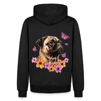 Carlin avec papillons - Sweat à capuche Premium bio Homme - noir - Dos - Nico (187cm)