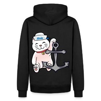 Sailors Cat Cats Sailor Anchor Maritime - Sweat à capuche Premium bio Homme - noir - Dos - Nico (187cm)