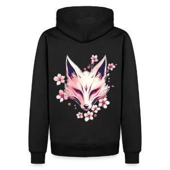 Fuchs Japanische Maske - Männer Premium Bio Hoodie - Schwarz - Hinten - Nico (187cm)