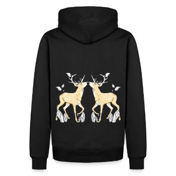 Geweih Reh Hirsch Rehbock Wildtiere Rotwild - Männer Premium Bio Hoodie - Schwarz - Hinten - Nico (187cm)