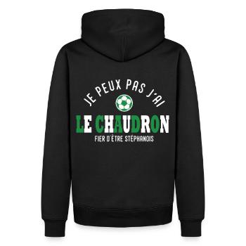 football st étienne J peux pas jai foot stéphanois - Sweat à capuche Premium bio Homme - noir - Dos - Nico (187cm)