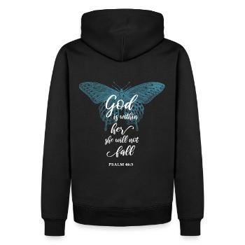Verset biblique Dicton religieux chrétien - Sweat à capuche Premium bio Homme - noir - Dos - Nico (187cm)