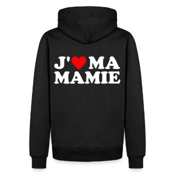 J' aime ma mamie cadeau grand-mère coeur rouge - Sweat à capuche Premium bio Homme - noir - Dos - Nico (187cm)