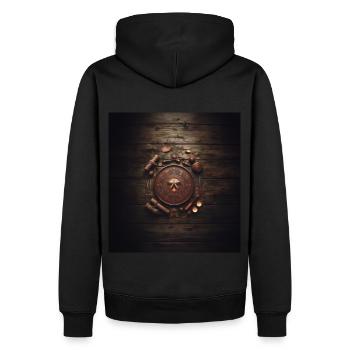 Camping aztèque en bois - Sweat à capuche Premium bio Homme - noir - Dos - Nico (187cm)
