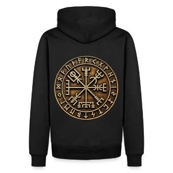 Wikinger-Kompass Holz - Männer Premium Bio Hoodie - Schwarz - Hinten - Nico (187cm)