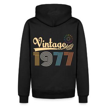 Vintage 1977 Retro Birthday Gift - Men’s Premium Organic Hoodie - black - Back - Nico (187cm)