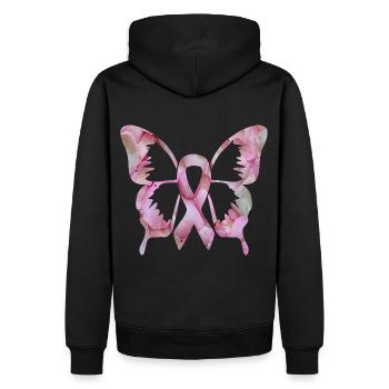 Band Schmetterlingsblume Brustkrebs Bewusstsein - Männer Premium Bio Hoodie - Schwarz - Hinten - Nico (187cm)