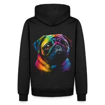 Pug dog in rainbow colors - Men’s Premium Organic Hoodie - black - Back - Nico (187cm)