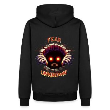 Angst vor dem Unbekannten - Männer Premium Bio Hoodie - Schwarz - Hinten - Nico (187cm)