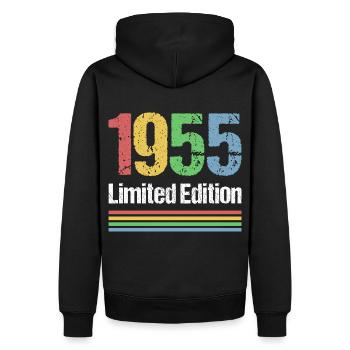 70e anniversaire 1955 Édition limitée - Sweat à capuche Premium bio Homme - noir - Dos - Nico (187cm)