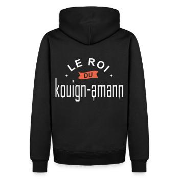 roi du kouign amann Chef patisserie bretagne - Sweat à capuche Premium bio Homme - noir - Dos - Nico (187cm)