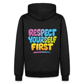 respectez-vous d’abord Santé mentale et bien-être - Sweat à capuche Premium bio Homme - noir - Dos - Nico (187cm)