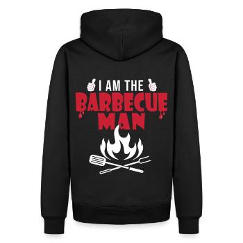 i am the barbecue man BBQ - Sweat à capuche Premium bio Homme - noir - Dos - Nico (187cm)