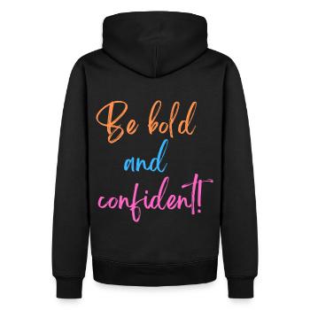 KDFA I Be bold and confident! - Männer Premium Bio Hoodie - Schwarz - Hinten - Nico (187cm)