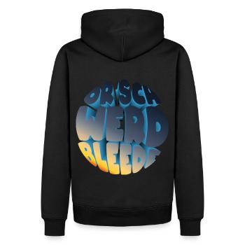 Or' Werd Bleede (Sächsische-Mundart-Edition) - Männer Premium Bio Hoodie - Schwarz - Hinten - Nico (187cm)