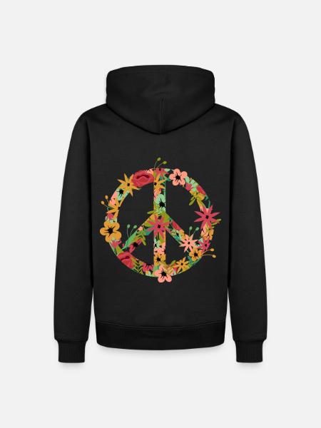 Peace Symbol Hippie - Männer Premium Bio Hoodie - Schwarz