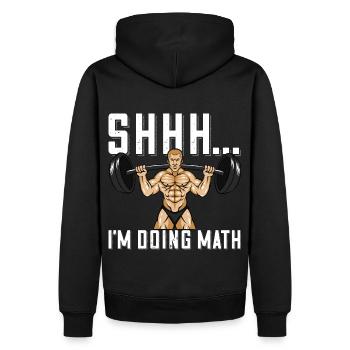 Bodybuilder Shhh Ich mache Mathe Langhantel - Männer Premium Bio Hoodie - Schwarz - Hinten - Nico (187cm)